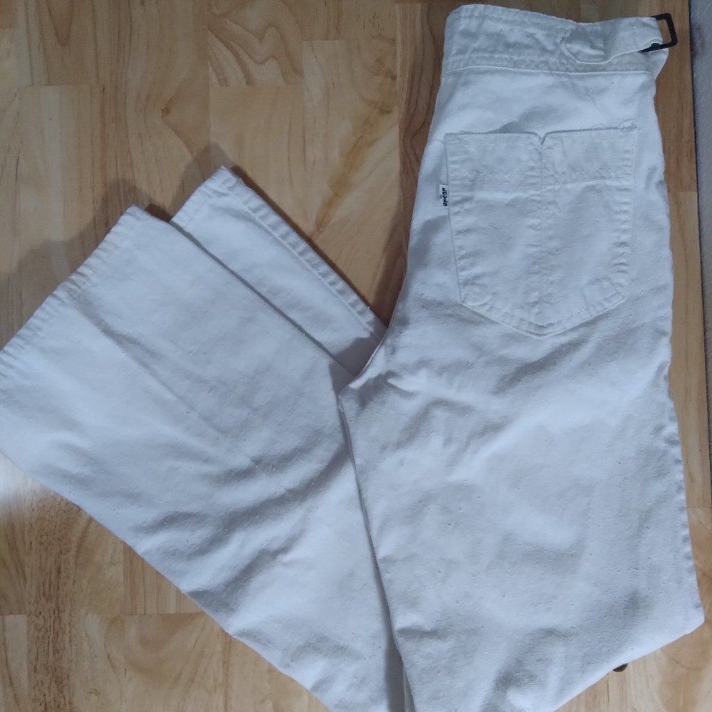 Vintage 70s Levi's White Denim Flare Bell Bottom High Waist Jeans